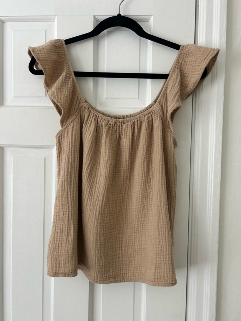 Ann Taylor Beige Ruffle Sleeve Tank Top